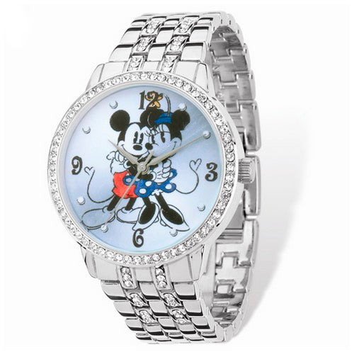 Ladies Disney Mickey and Minnie Silver-tone Bracelet Watch