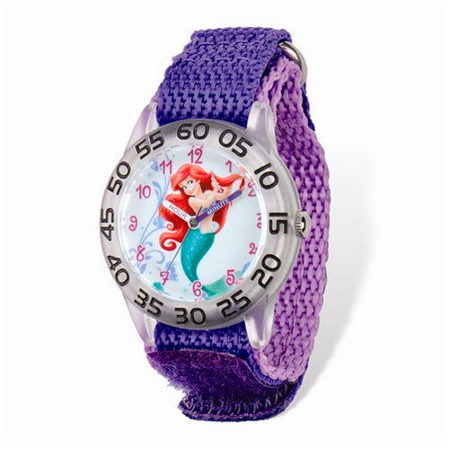 Disney Princess Ariel Acrylic Purple Nylon Time Teacher Watch