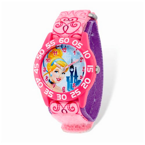 Disney Princess Cinderella Acrylic Pink Nylon Time Teacher Watch