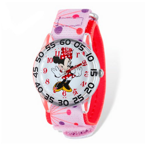 Disney Kids Minnie Mouse Pink Dot Acrylic Time Teacher Watch