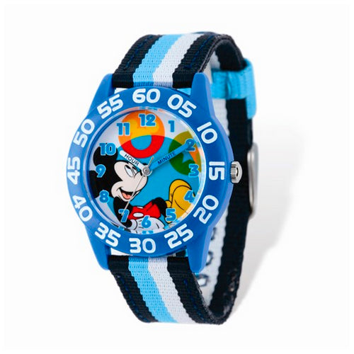 Disney Kids Mickey Mouse Striped Acrylic Time Teacher Watch