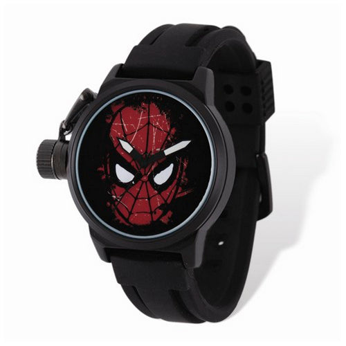 Marvel Adult Size Spiderman Face Black-plated Left Hand Watch