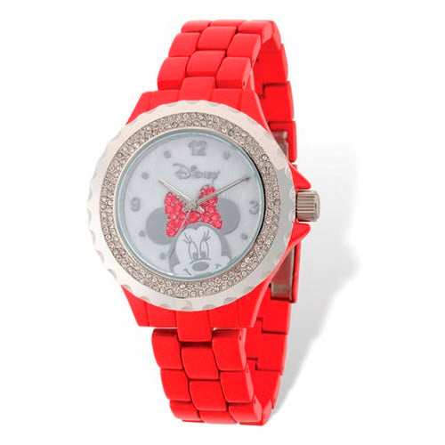Disney Adult Size Minnie Mouse Bow Red Band Watch
