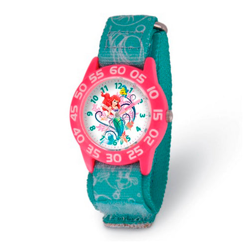 Disney Kids Ariel Acrylic Green Strap Time Teacher Watch