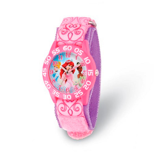Disney Princess Kids Acrylic Pink Strap Time Teacher Watch
