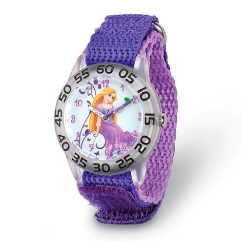 Disney Kids Rapunzel Purple Strap Acrylic Time Teacher Watch