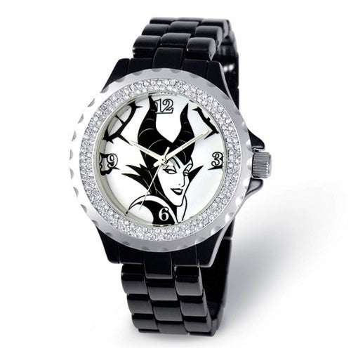 Disney Adult Size Maleficent Crystal Black Watch