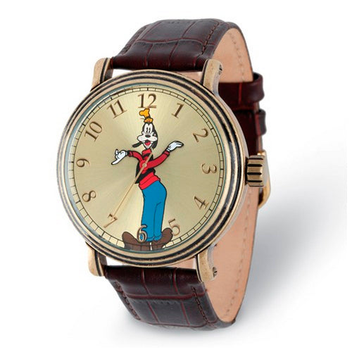 Disney Adult Size Goofy with Moving Arms Antique Gold-tone Watch