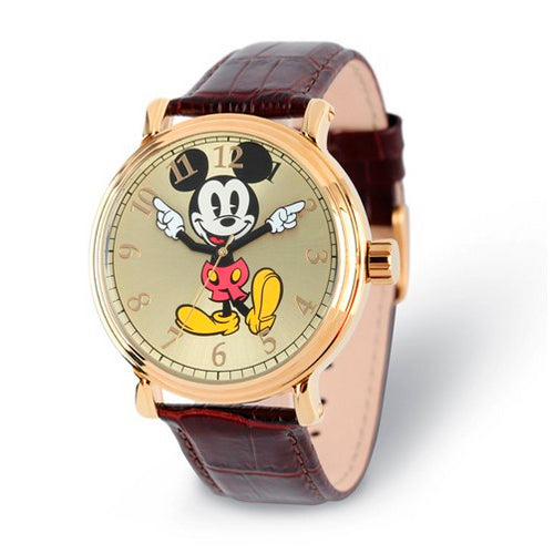 Disney Adult Size Mickey Mouse with Moving Arms Gold-tone Watch