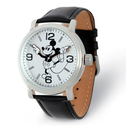 Disney Adult Size1 Black Strap Mickey Mouse with Moving Arms Watch