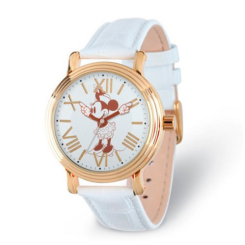 Disney Adult Size White Strap Minnie with Moving Arms Vintage Watch