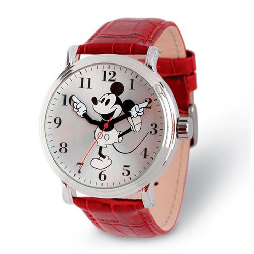 Disney Adult Size1 Red Strap Mickey Mouse with Moving Arms Watch