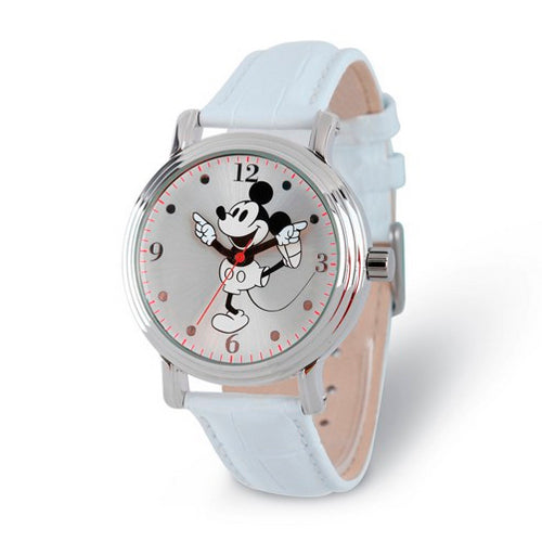 Disney Adult Size White Strap Mickey Mouse with Moving Arms Watch