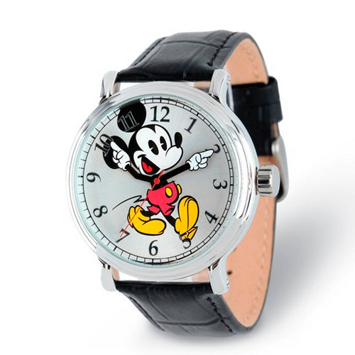 Disney Adult Size Mickey Mouse with Moving Arms Silver-tone Watch