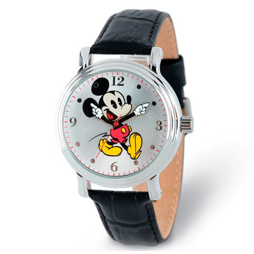 Disney Adult Size3 Black Strap Mickey Mouse with Moving Arms Watch