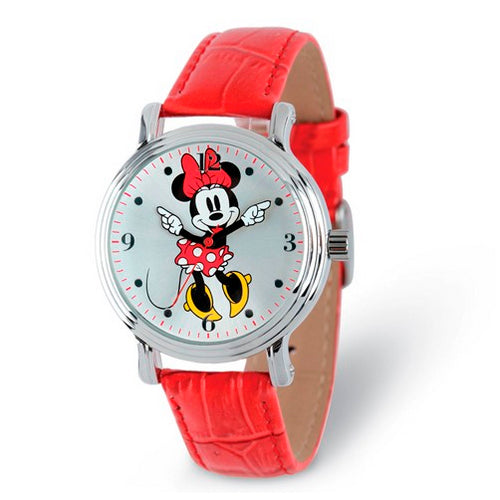 Disney Red Strap Minnie Mouse with Moving Arms & Gray Face Watch