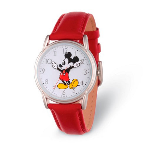 Disney Adult Size Red Strap Mickey Mouse with Moving Arms Watch