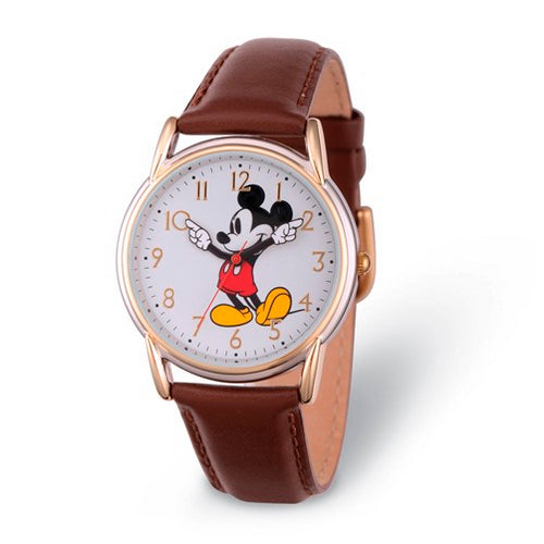 Disney Adult Size Brown Strap Mickey Mouse with Moving Arms Watch