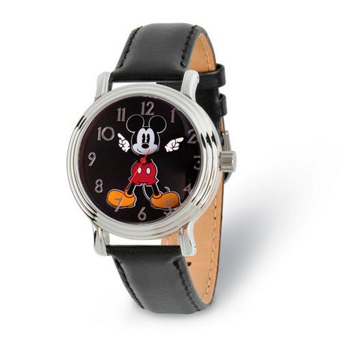 Disney Adult Size Black Strap Mickey Mouse with Moving Arms Watch