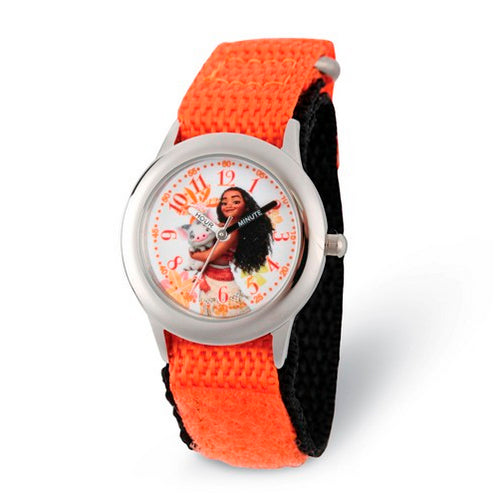 Disney Kids Moana and Pua Orange Strap Time Teacher Watch