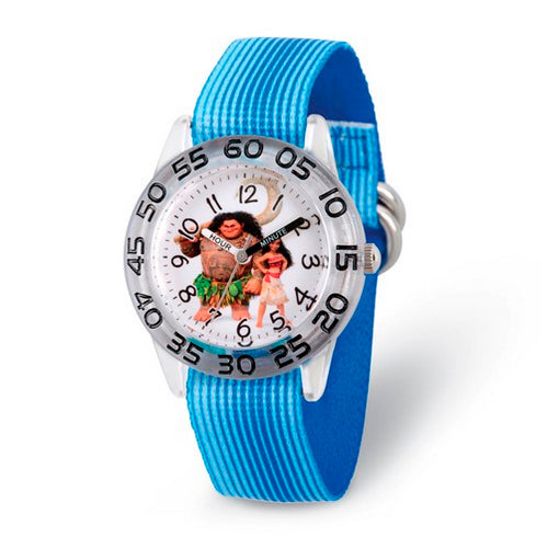 Disney Kids Moana Characters Blue Strap Acrylic Time Teacher Watch