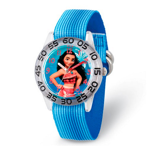 Disney Kids Moana Blue Strap Acrylic Time Teacher Watch