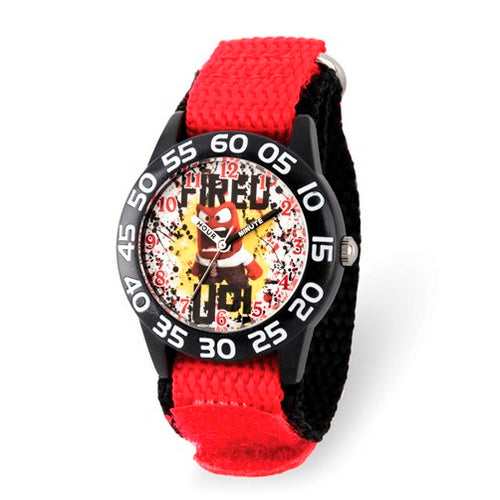 Disney Kids Inside Out Fired Up Red Nylon Band Time Teacher Watch