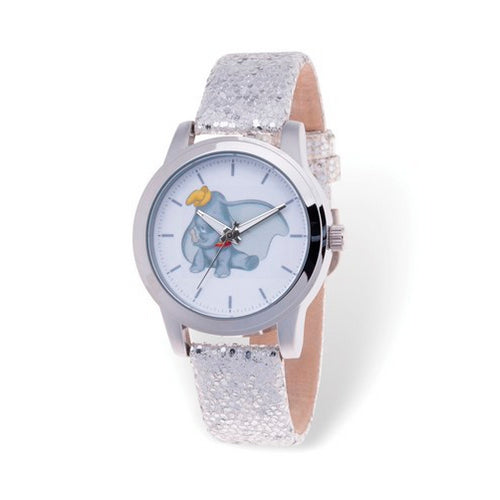 Disney Adult Dumbo Silver-tone Leather Band Watch