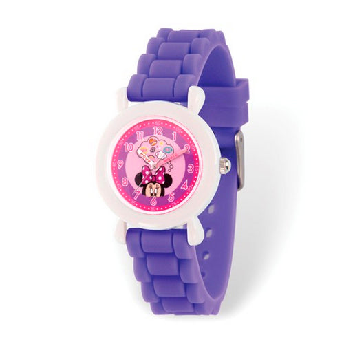 Disney Kids Minnie Mouse Pink Time Teacher Purple Band Watch