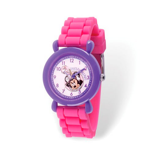 Disney Minnie Mouse Time Teacher Pink Band Purple Bezel Watch