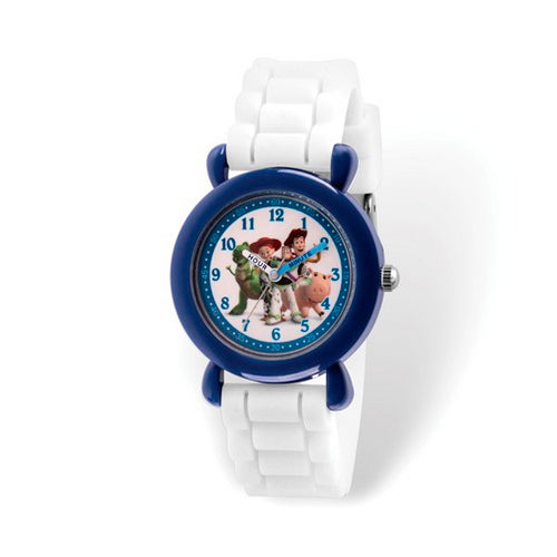 Disney Kids Toy Story Time Teacher Blue/White Silicone Band Watch