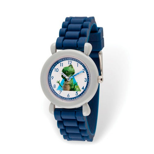 Disney Kids Toy Story Rex Time Teacher Blue Silicone Band Watch