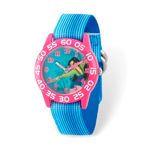 Disney Kids Mulan Time Teacher Blue Stretch Band Watch