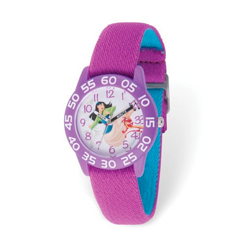Disney Kids Mulan Time Teacher Purple Stretch Band Watch