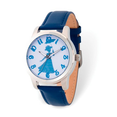 Disney Mary Poppins Silhouette Adult Blue Leather Watch