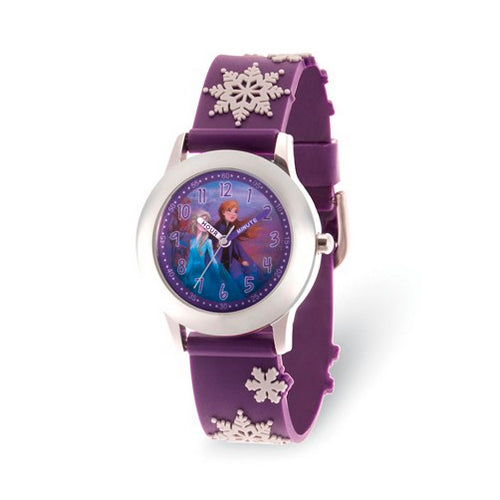 Disney Kids Frozen II Time Teacher Purple Snowflake Band Watch