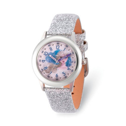 Disney Kids Frozen II Elsa Time Teacher Silver Glitter Band Watch