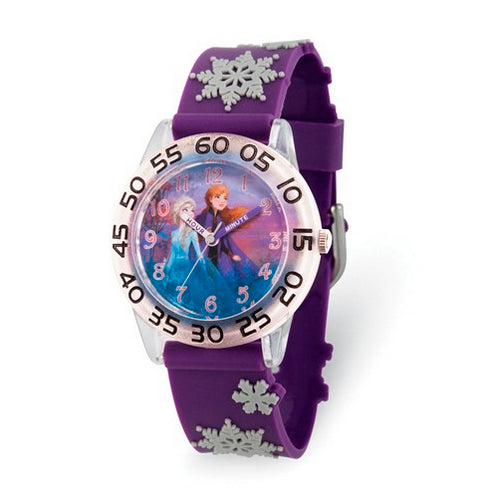 Disney Kids Frozen II Time Teacher Purple Snowflake Band Watch