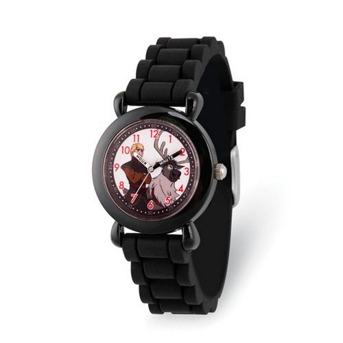 Disney Kids Frozen II Kristoff and Sven Time Teacher Black Silicone Watch