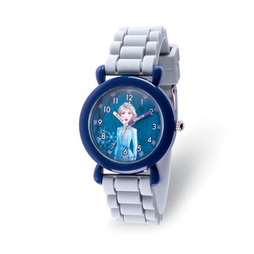 Disney Kids Frozen II Elsa Time Teacher Gray Silicone Band Watch