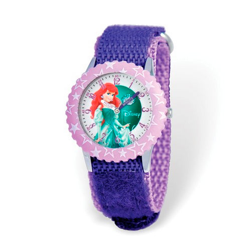 Disney Kids The Little Mermaid Time Teacher Purple Nylon Band Watch