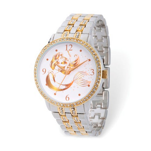 Disney Adult The Little Mermaid Crystal Bezel Two-tone Watch