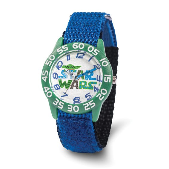 Star Wars The Child, Grogu Boys' Green/Blue Nylon Time Teacher Watch