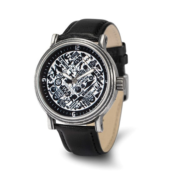 Star Wars Yoda, R2-D2, Darth Vader, C-3PO Men's Leather Watch
