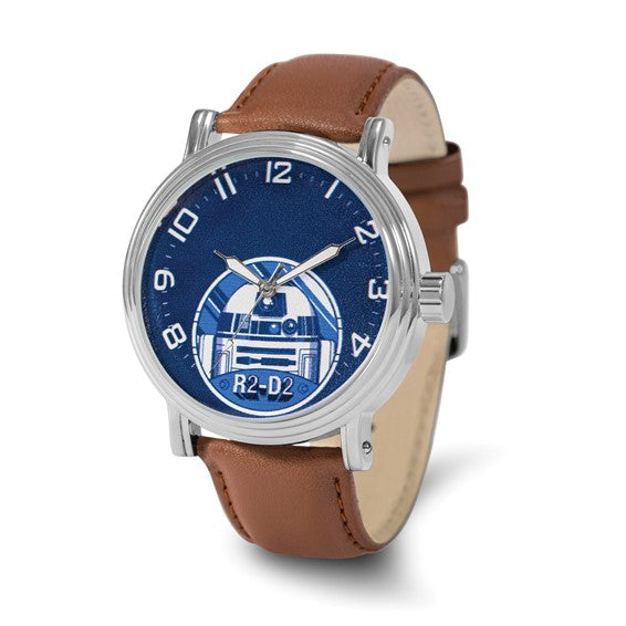 Star Wars R2-D2 Men's Silver Vintage Alloy Brown Leather Watch