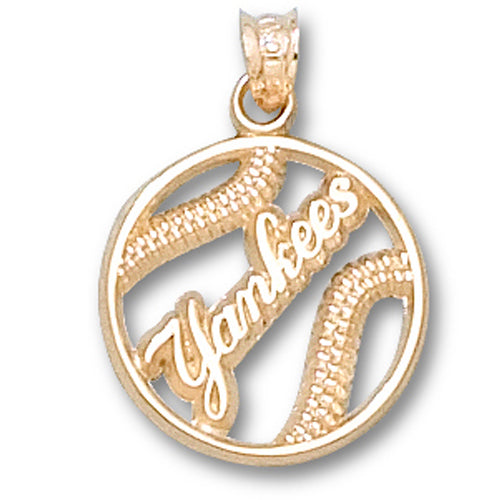New York Yankees Pierced Baseball 10 kt Gold Pendant