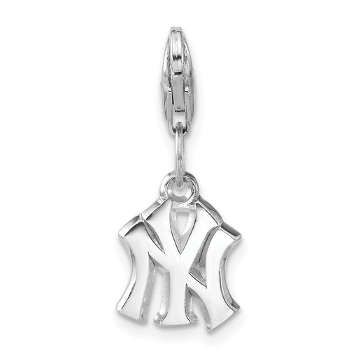 Sterling Silver MLB New York Yankees Polished Logo w/ Lobster Clasp Charm