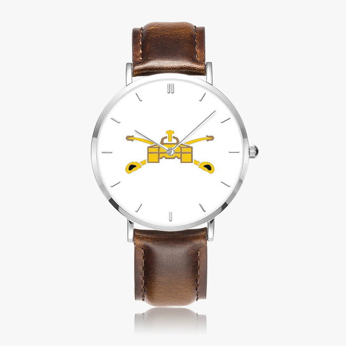 Top View - Army Armor Ultra Thin Watch (Brown Strap)