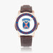 10th Mountain Division-Wide Type Golden Watch with a Brown Leather Band