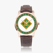 4th Infantry Division-Wide Type Golden Watch with a Brown Leather Band